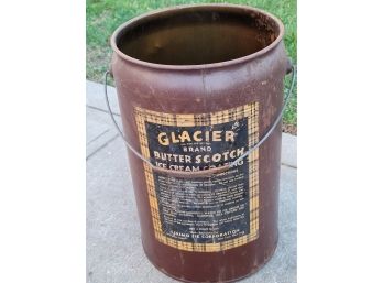 1938 Super Rare Unique - Glacier Brand Butter Scotch Ice Cream Coating  Tub