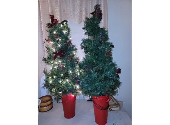 2 Lighted Weighted Christmas 🌲 Trees 3.5ft Tall