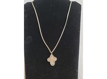 24' Sterling Silver Necklace With Religious Pendant