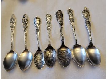 7 Sterling Silver State Spoons - Circa 1800 - Forward