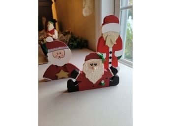 3 Flat Wooden Santa Shelf Sitters