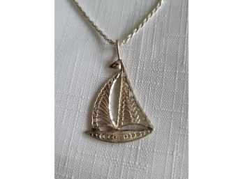 Sterling Silver Necklace With Sterling Sailboat Drop