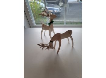 2 Small Wooden Deer