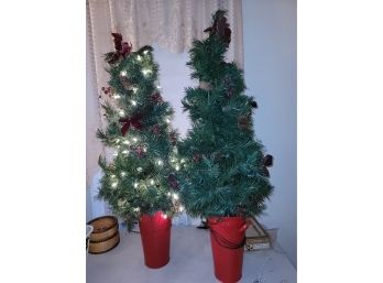 2 Lighted Weighted Christmas 🌲 Trees 3.5ft Tall