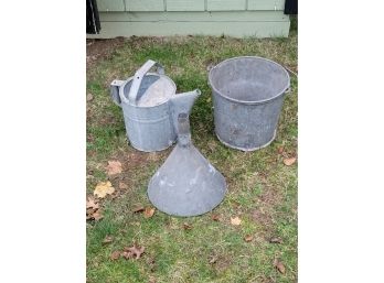 Collection Of 3 Very Old Galvanized Pieces