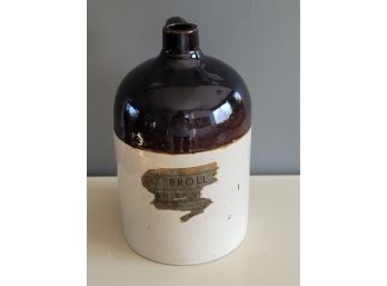 11' Tall Antique Brown's White Vinegar Jug With Partial Original Label