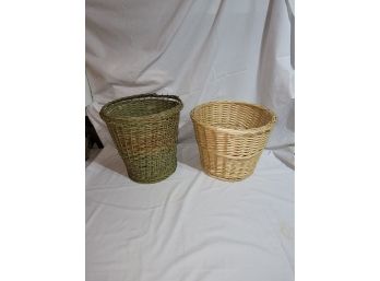 2 Wicker Waste Baskets