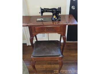Antique Singer Machine With Cabinet And Seat