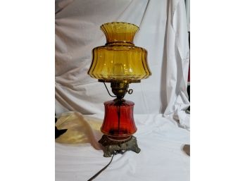 Amber And Ruby Hurricane Lamp  Large -