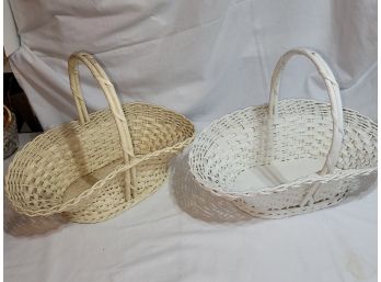 2 Large Wood Bottomed Gathering Baskets