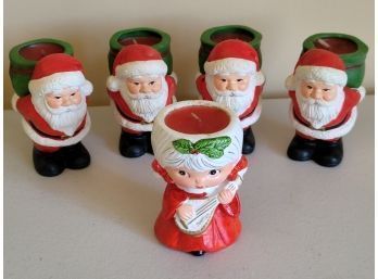 5 Vintage Bisque Candle Holders