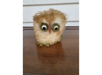 1960s Plush Owl With Sticker Feet