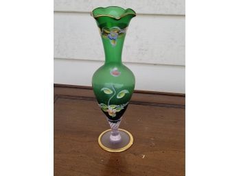 Painted Forest Green Vase