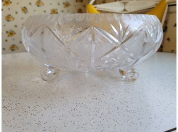 Very Large 12' Crystal  Footed Rolled Edge Bowl