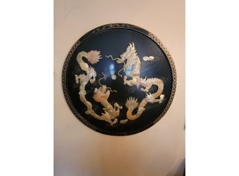 Large Gorgeous 1940s Dueling Dragon Wall Hanging