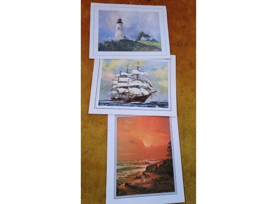 3 Prints - Lighthouse, Sailing Ship