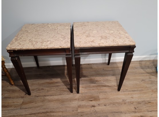 Pair Of Marble Topped Side Tables