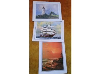 3 Prints - Lighthouse, Sailing Ship