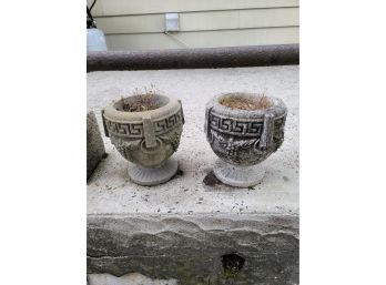 2 Small Cement Planters- Back Steps