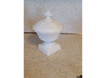 Milk Glass Covered Footed Dish