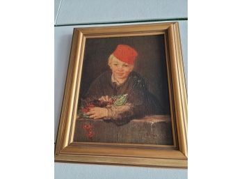Renaissance Oil Painting Boy With Cherries