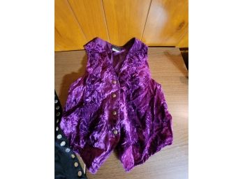 Vintage Small Purple Crushed Velvet Vest By Anxiety And Scarf