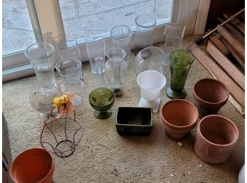 Collection Of Old And New Pots And Floral Vases