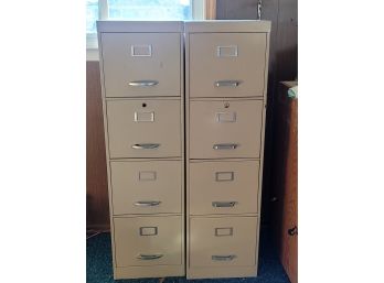Two Tall Metal File Cabinets