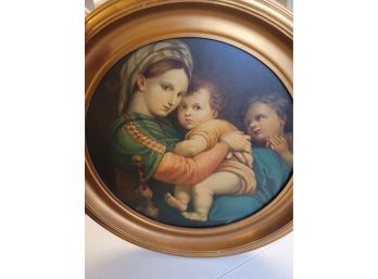Framed Oil On Copper - The Madonna Of The Chair By Raphael
