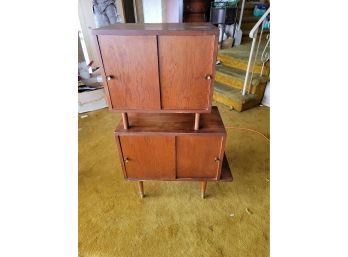 Unusual Two Tiered Mid Century Modern Cabinet