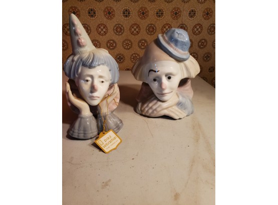 2 Paul Sebastian Clown Head Figurines