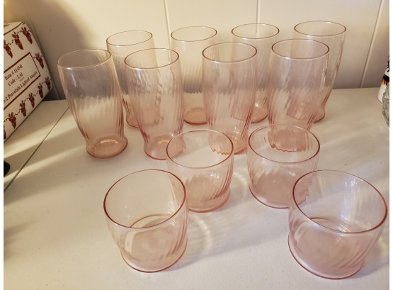 12 Pink Depression Glasses