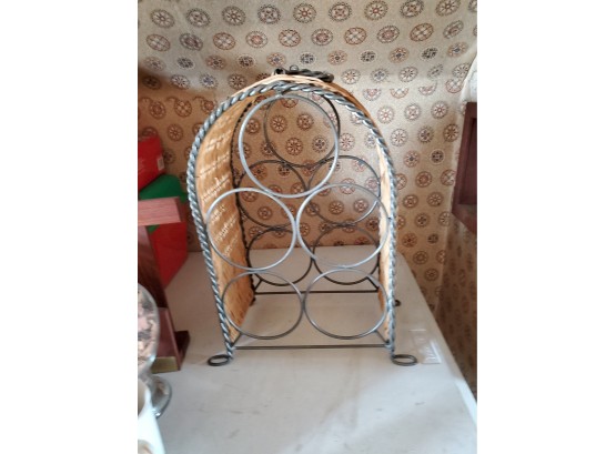 Wicker And Metal Wine Holder