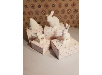 Collection Of Dept 56 Bunnies, Chick And Lamb