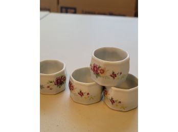 Set Of 4 Porcelain Napkin Rings
