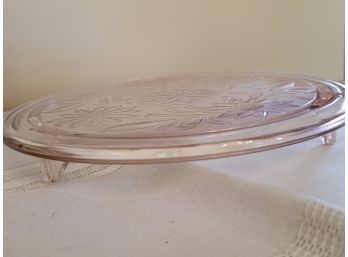Pink Depression 10' Footed Cake Plate #1