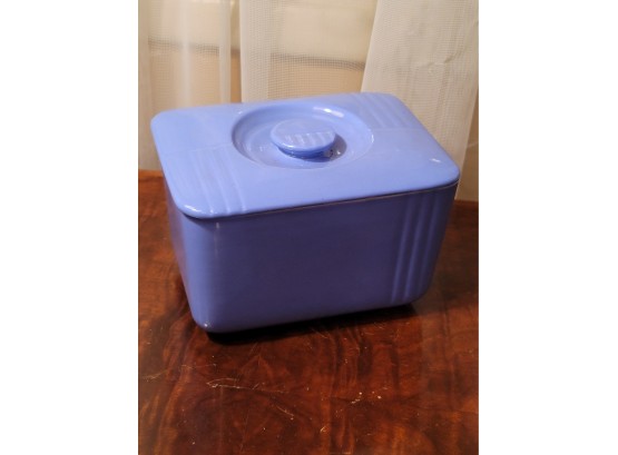 #1 - Art Deco Blue Westinghouse Ceramic Covered Refrigerator Container Made By Hall