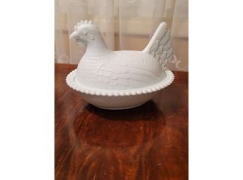 Indiana Glass Hen On Nest Milk Glass Covered Dish - 7'