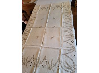 48 X 64 Hand Worked Tablecloth With Gold Thread