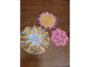 3 Colorful Doilies - 12', 9' & 8'