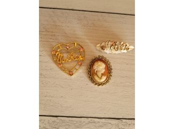 3 - Costume Jewelry  Mothers Pins