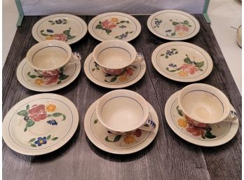 1948 - Red Wing China - 9 Saucers & 4 Cups
