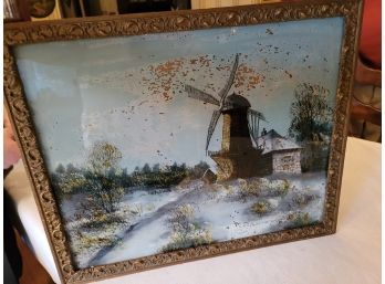 18x22 Reverse Paint On Glass - Old Hampton Mill
