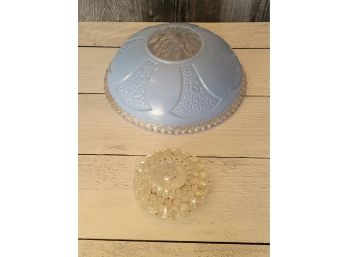 Vintage Blue Glass Ceiling Light Cover And Clear Mount