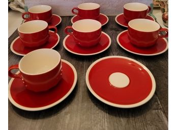 Red Poppy By Vera Cup And Saucers