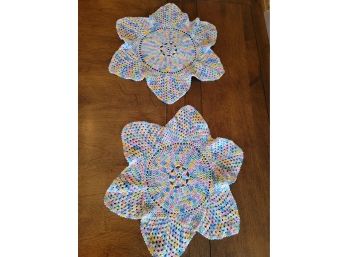 2 - Star Multicolored Doilies  - 16'