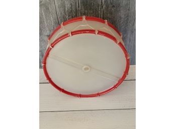 Vintage Red And White Glass Drum Light Cover - 10.25' X 3.5'