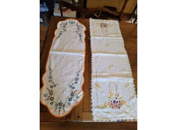2 Embroidered Runners - 38' & 36'