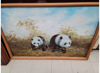 Very Large Panda Oil Painting - Has Frame- Needs Attaching