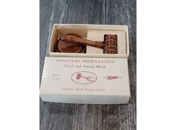 Miniature Gavel And Sound Block In Box